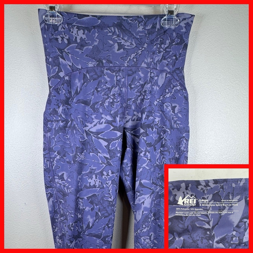 REI Co-op Active Leggings Womens Large Purple Floral Athletic